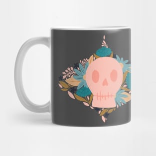 Whimsical Floral Skulls: Pink and Blue with Delicate Vines Mug